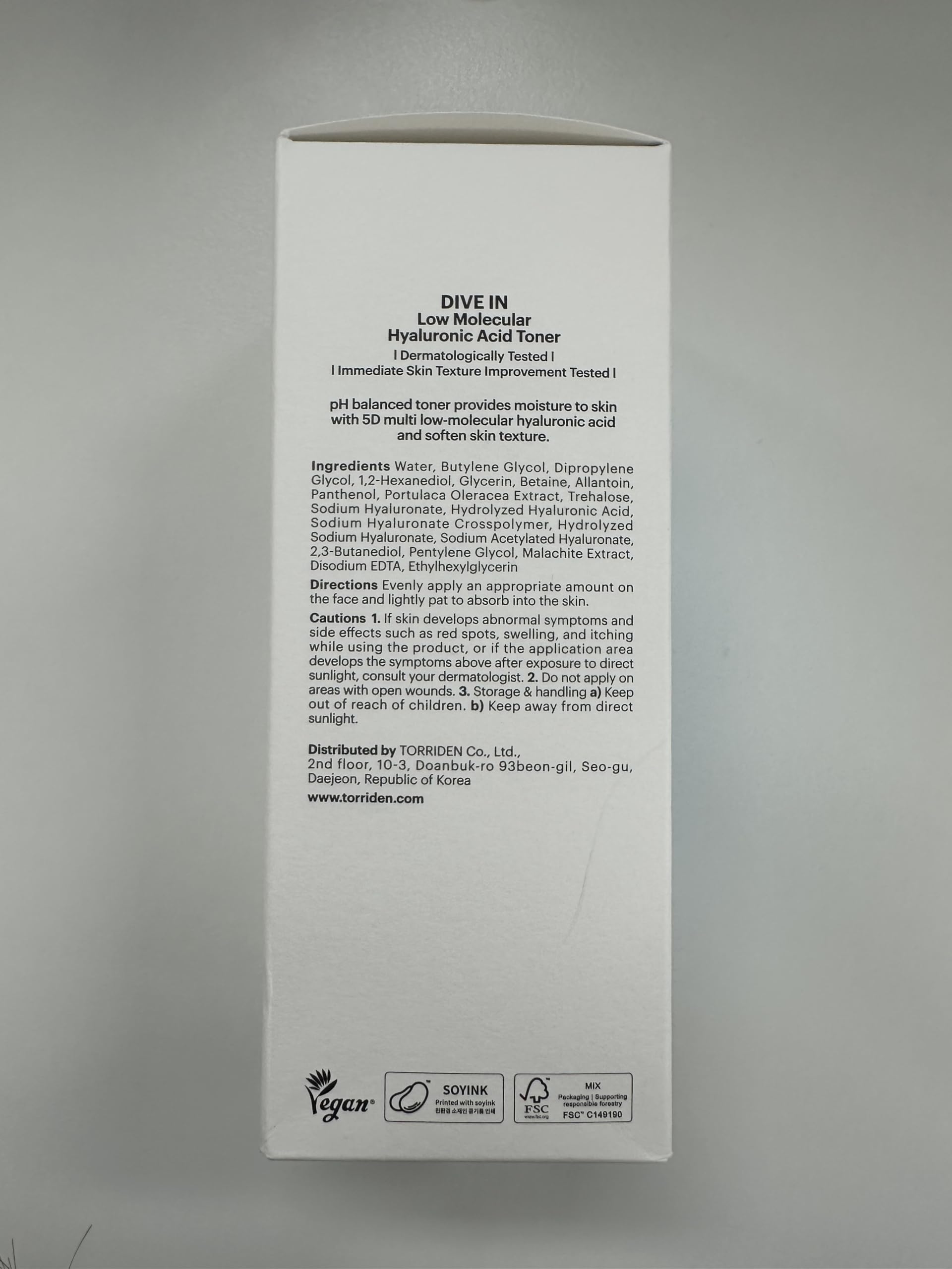 Torriden Dive in Toner, compromiso limpio y envase reciclado