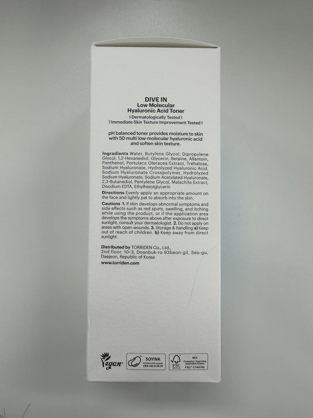 Torriden Dive in Toner, compromiso limpio y envase reciclado