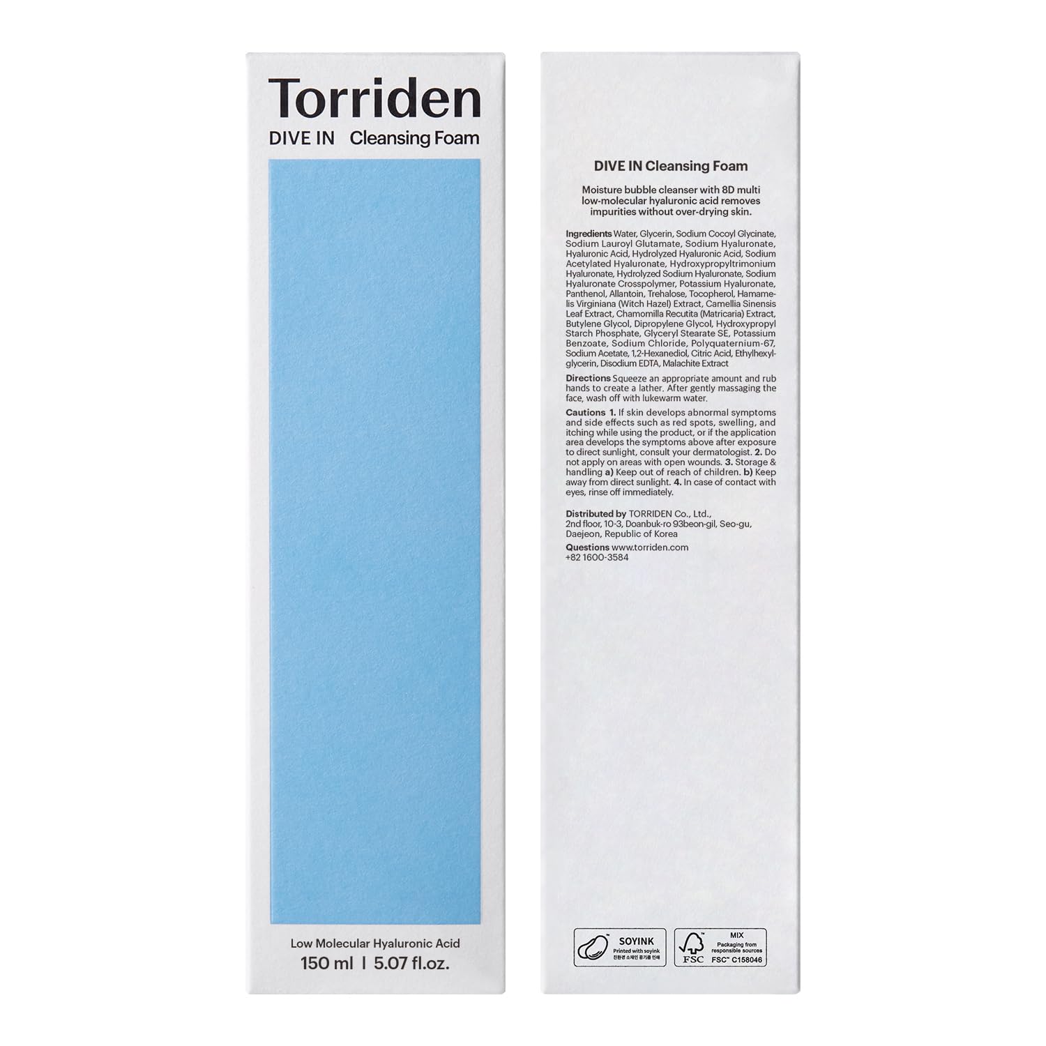 Torriden DIVE IN vegan certificado, sin ingredientes animales.