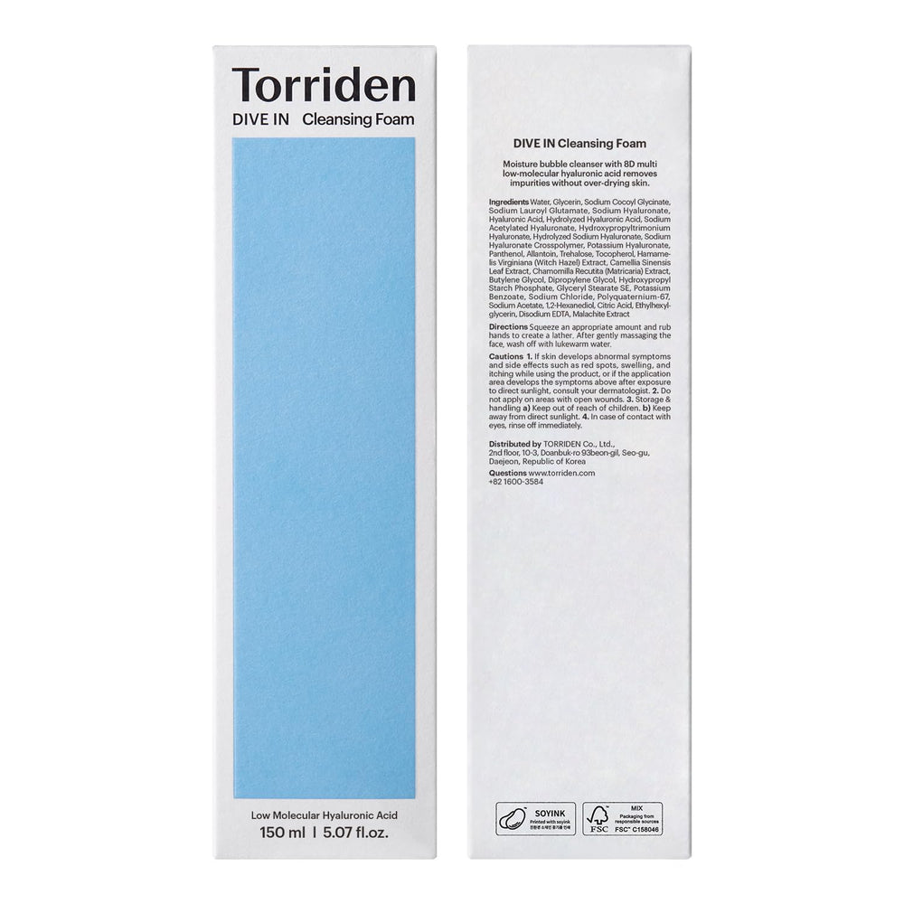 Torriden DIVE IN vegan certificado, sin ingredientes animales.