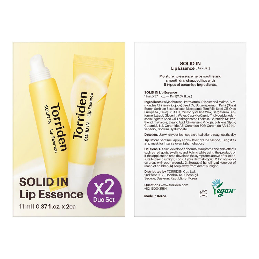 Paquete doble Torriden SOLID In Ceramide Lip Essence para hidratación continua.