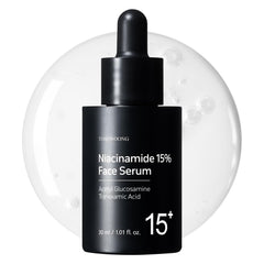 TOSOWOONG Niacinamide 15% serum, botella de vidrio, piel más suave y tono uniforme.