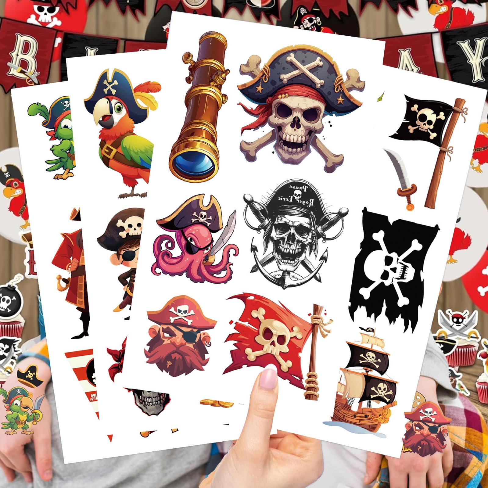 Tostmrks tatuajes piratas-disenos diversos, se adhieren con agua en segundos