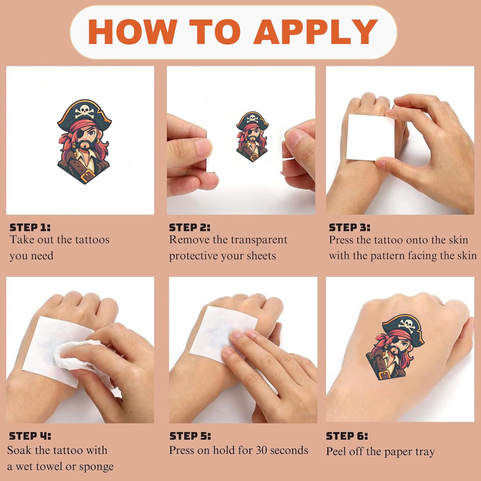 Tostmrks tatuajes piratas-facil de quitar con alcohol, retiro rapido