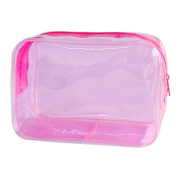 TotePrint bolsa transparente neón frontal ideal para ver rapido tus cosméticos