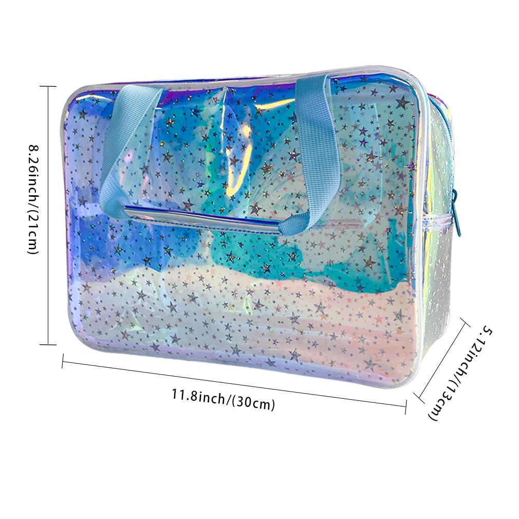 TotePrint bolsa TPU holográfica azul para viaje, resistente y duradera.