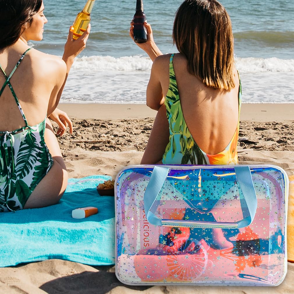 Estuche transparente TotePrint con estrella, fácil localización de artículos y paso por seguridad.