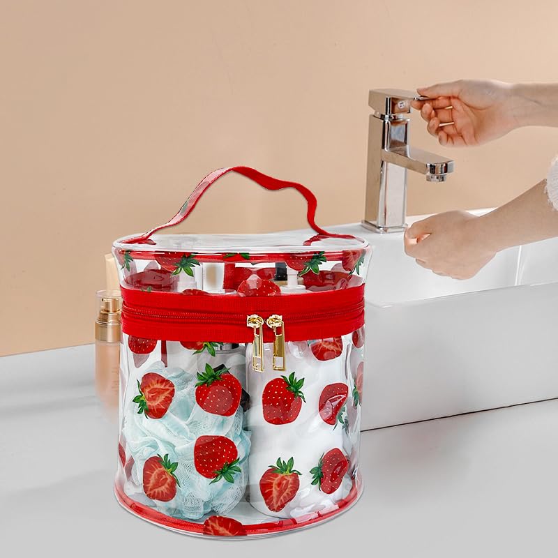 TotePrint bolso cosmético cilíndrico transparente, listo para maleta, viaje ligero