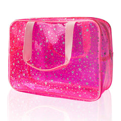 TotePrint bolso cosmético estrella rosa grande, ideal para maquillaje y viaje