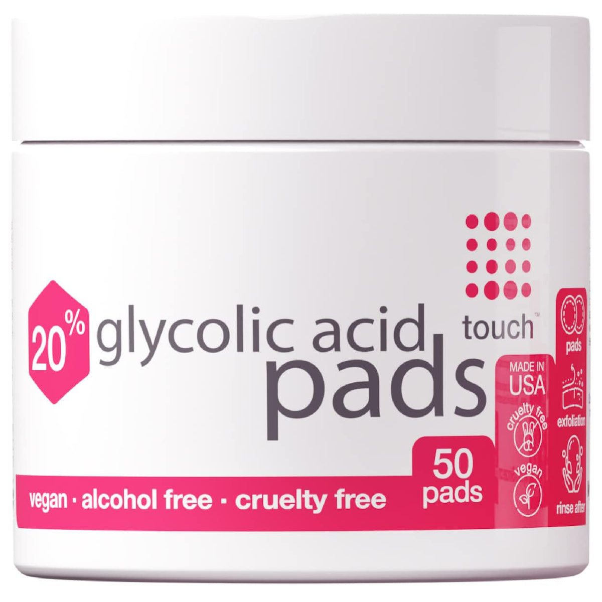 TOUCH discos ácido glicólico 20% para exfoliación suave y piel radiante