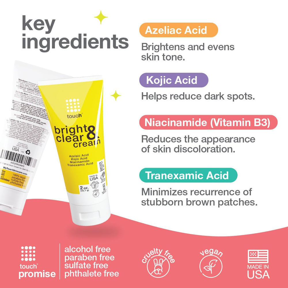 TOUCH Crema Radiancia con ácido kojico unifica el tono.