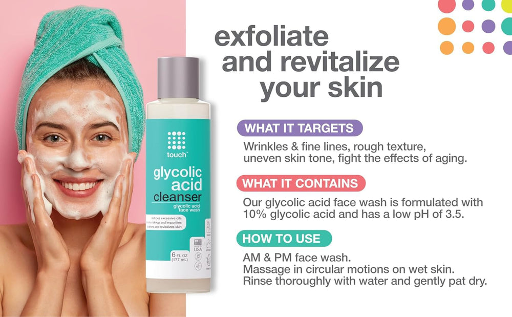 TOUCH face wash rinsing off reveals clean, refreshed skin