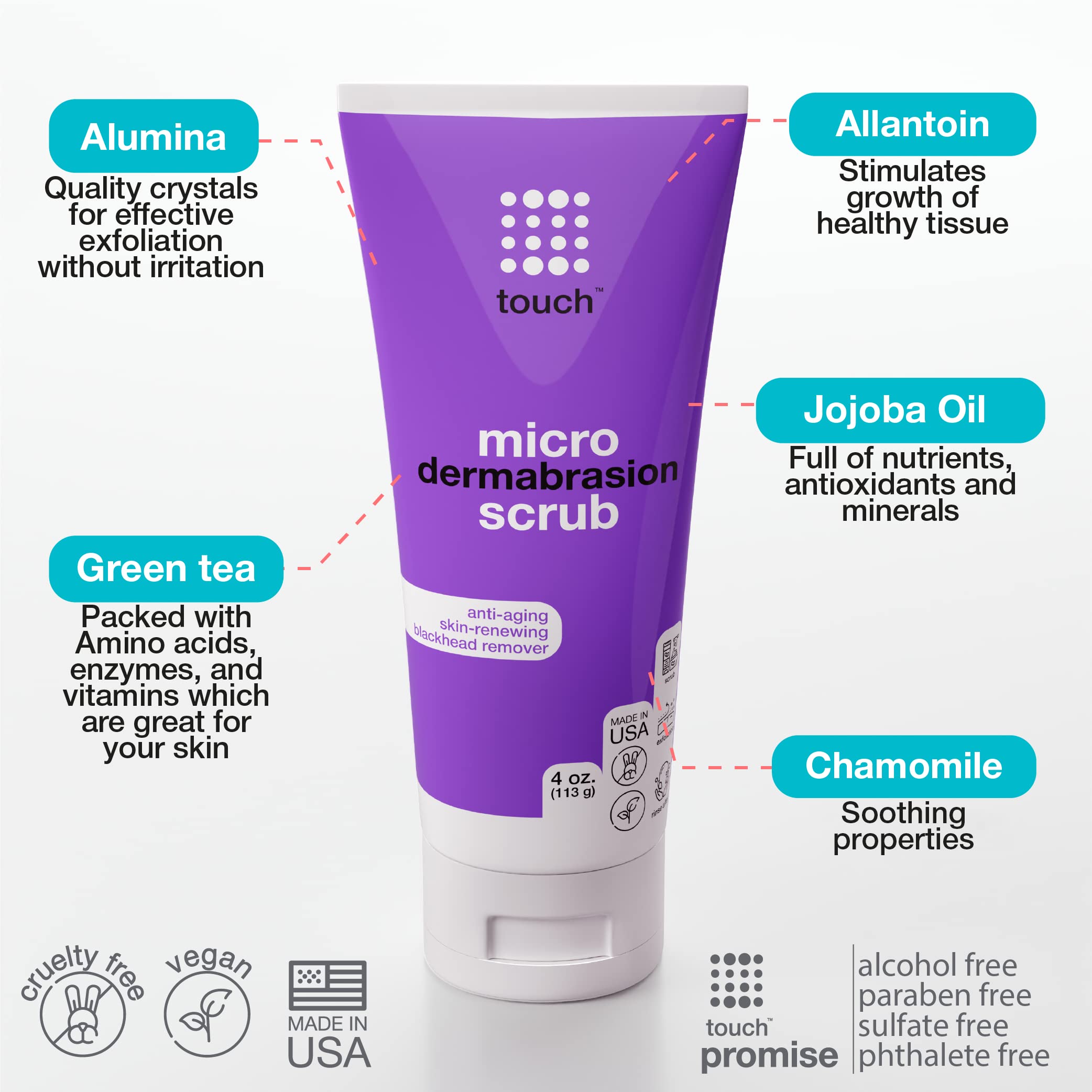 TOUCH facial scrub applying routine demonstrates prep for refreshed complexion