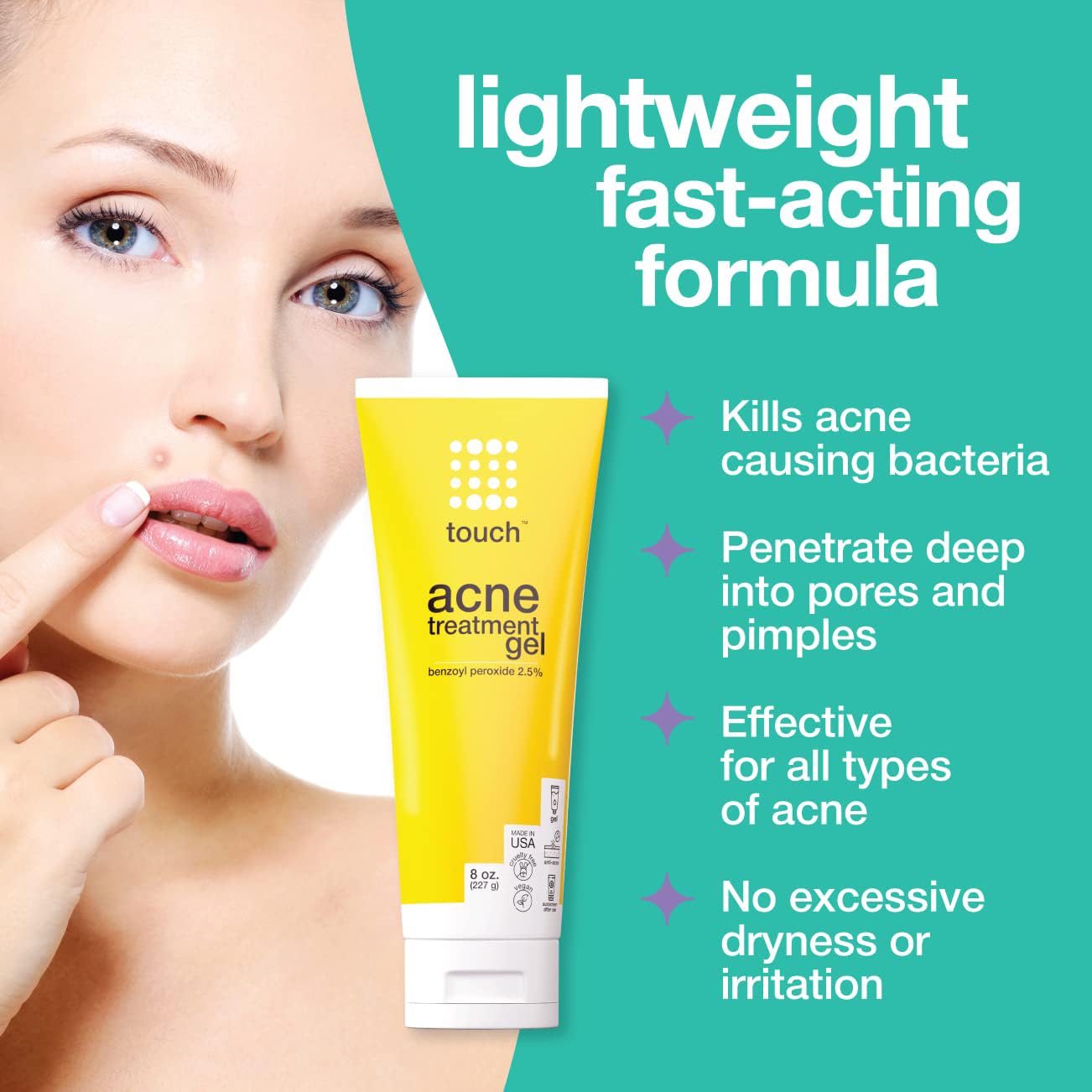 TOUCH gel ligero, textura suave para cara.
