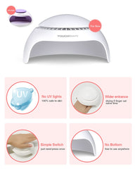 TOUCHBeauty lámpara LED para uñas, diseño compacto y seguro para uso doméstico.