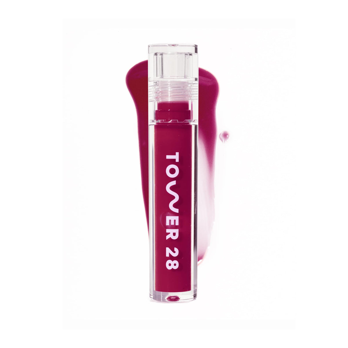 Tower 28 ShineOn Gel de Labios Wild en tubo, brillo suave para labios hidratados.