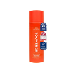 Tower 28 SOS Gel Cleanser bottle front shows fragrance-free, hydrating formula for sensitive skin.