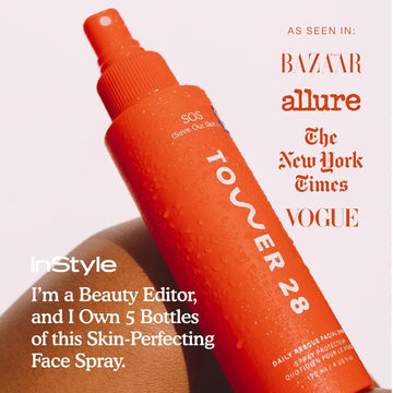 Aplicación sobre maquillaje con Tower 28 SOS Rescate Facial