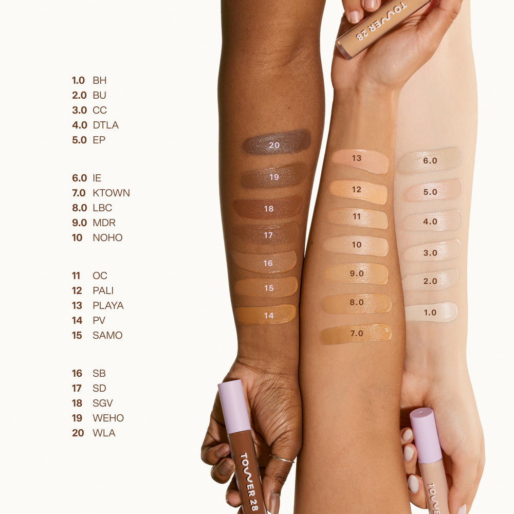 Tower 28 Swipe Serum Concealer wand-tip detail for precise application