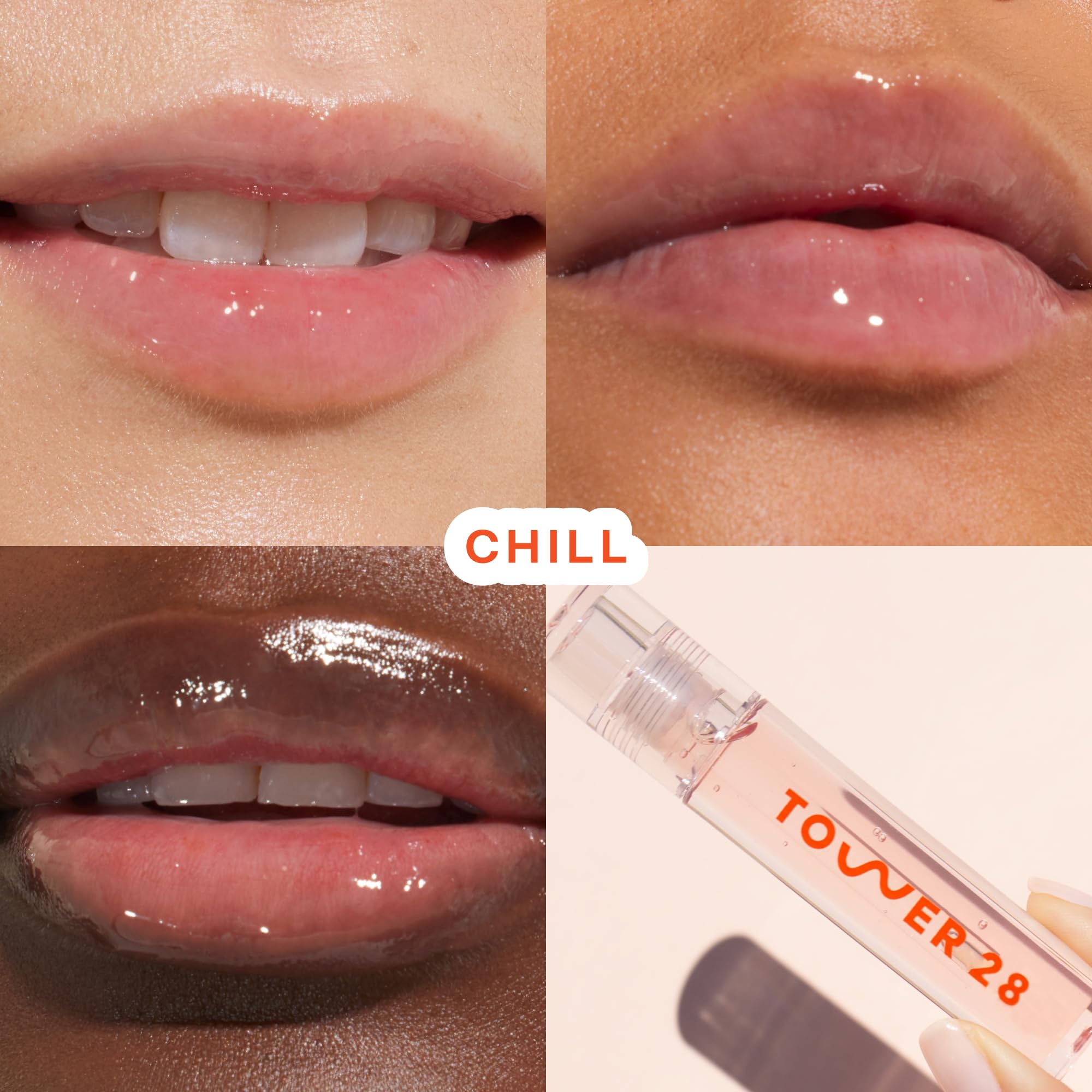 Tower 28 ShineOn Lip Jelly CHILL, aplicación suave y sin sensación pegajosa.