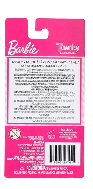 Barbie Townley Girl bálsamo labial con brillos perlados para labios sedosos.