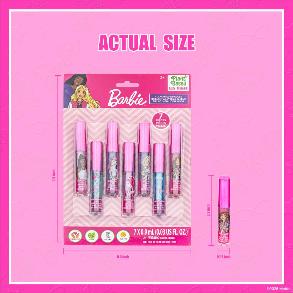 Townley Girl Barbie brillo labial con diseños Barbie, aspecto llamativo para fiestas.