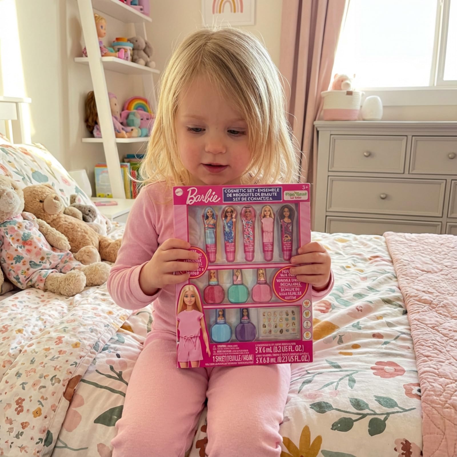 Townley Girl Barbie peel-off nails with easy removal after play.