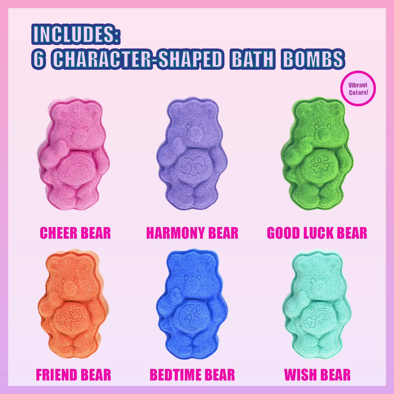 Townley Girl Care Bears Friend Bear bomba baño, colores vivos y aroma dulce para juego creativo.