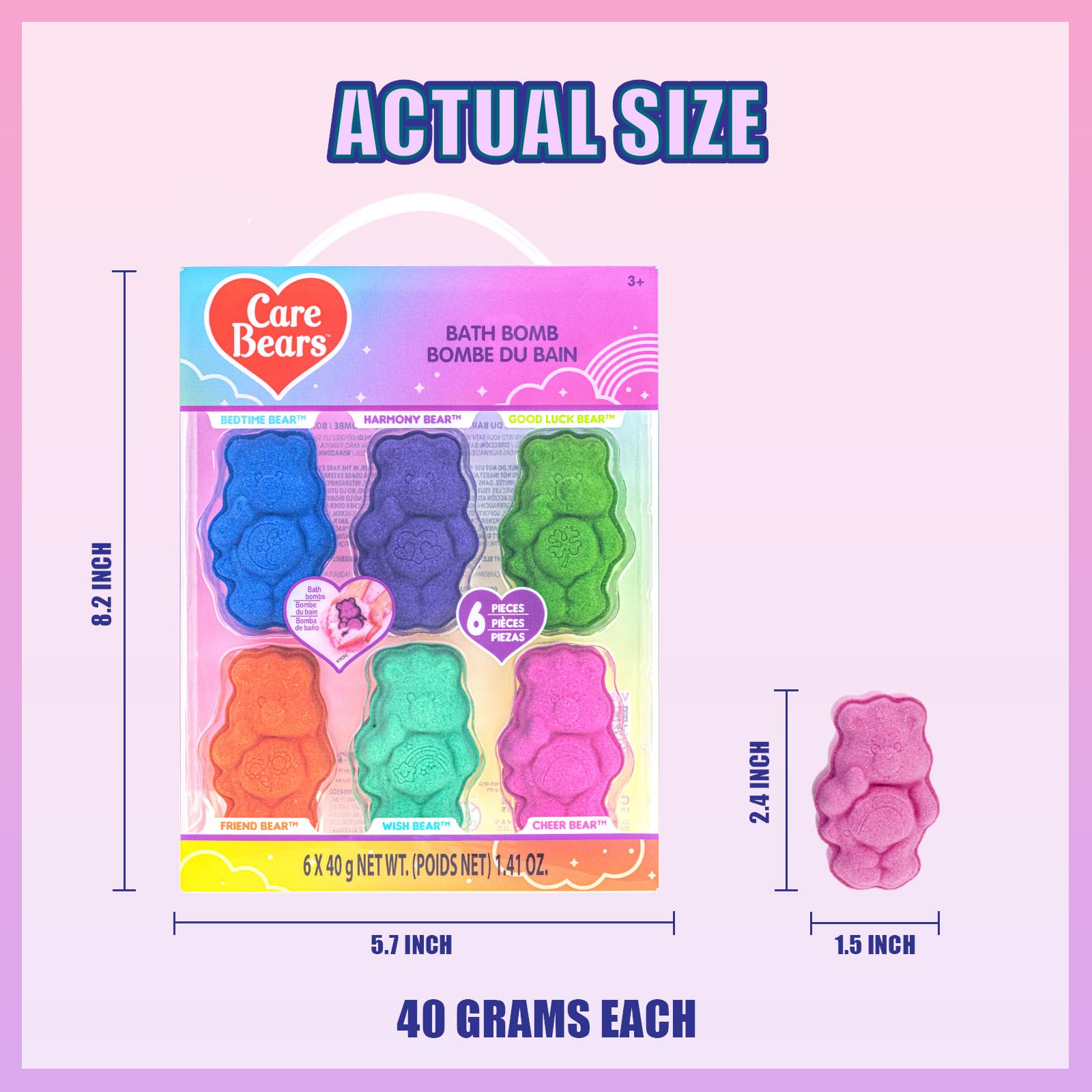 Townley Girl Care Bears Funshine Bear bomba baño, burbujas abundantes y aroma dulce para el juego.