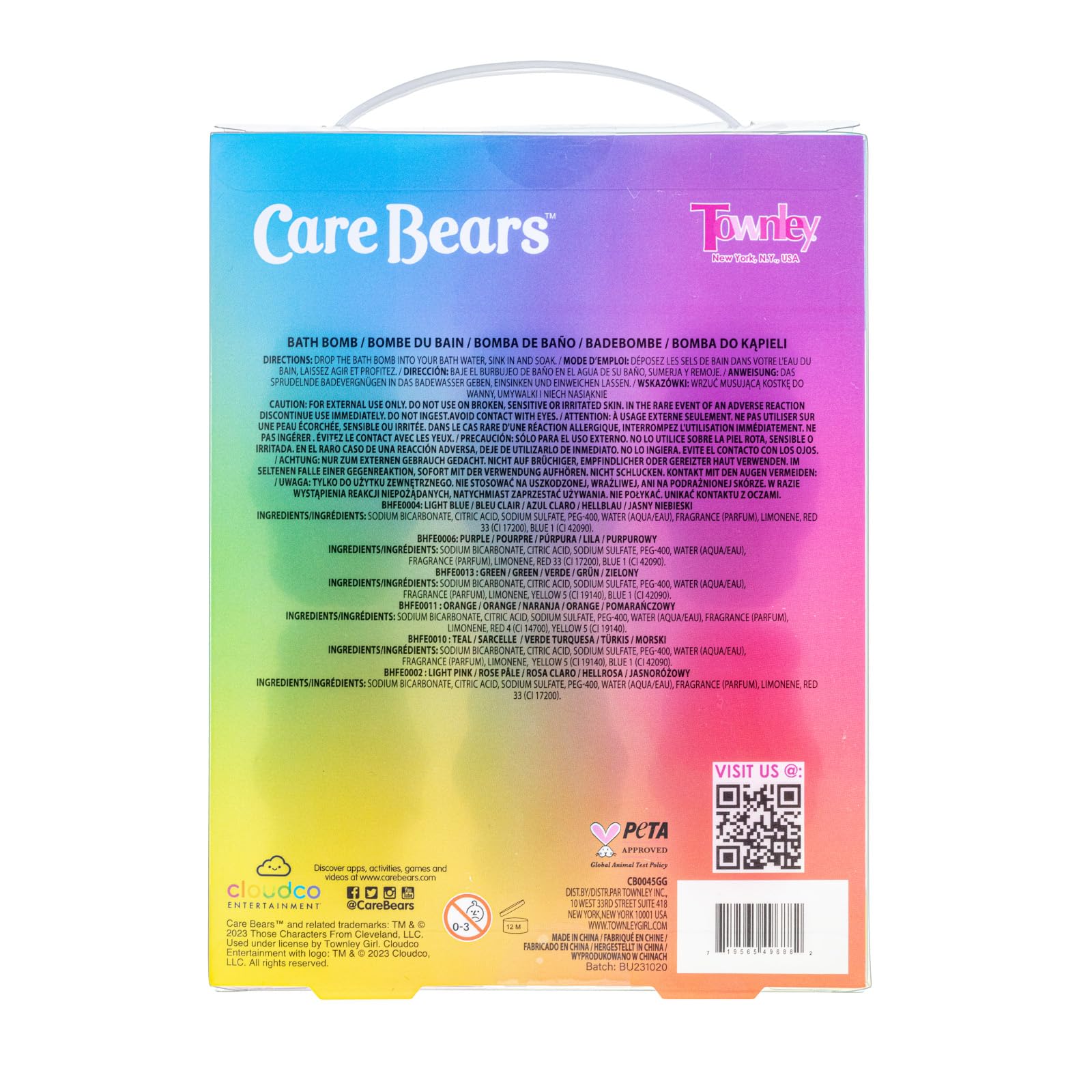 Townley Girl Care Bears Tenderheart Bear bomba baño, colores brillantes y uso diario seguro.
