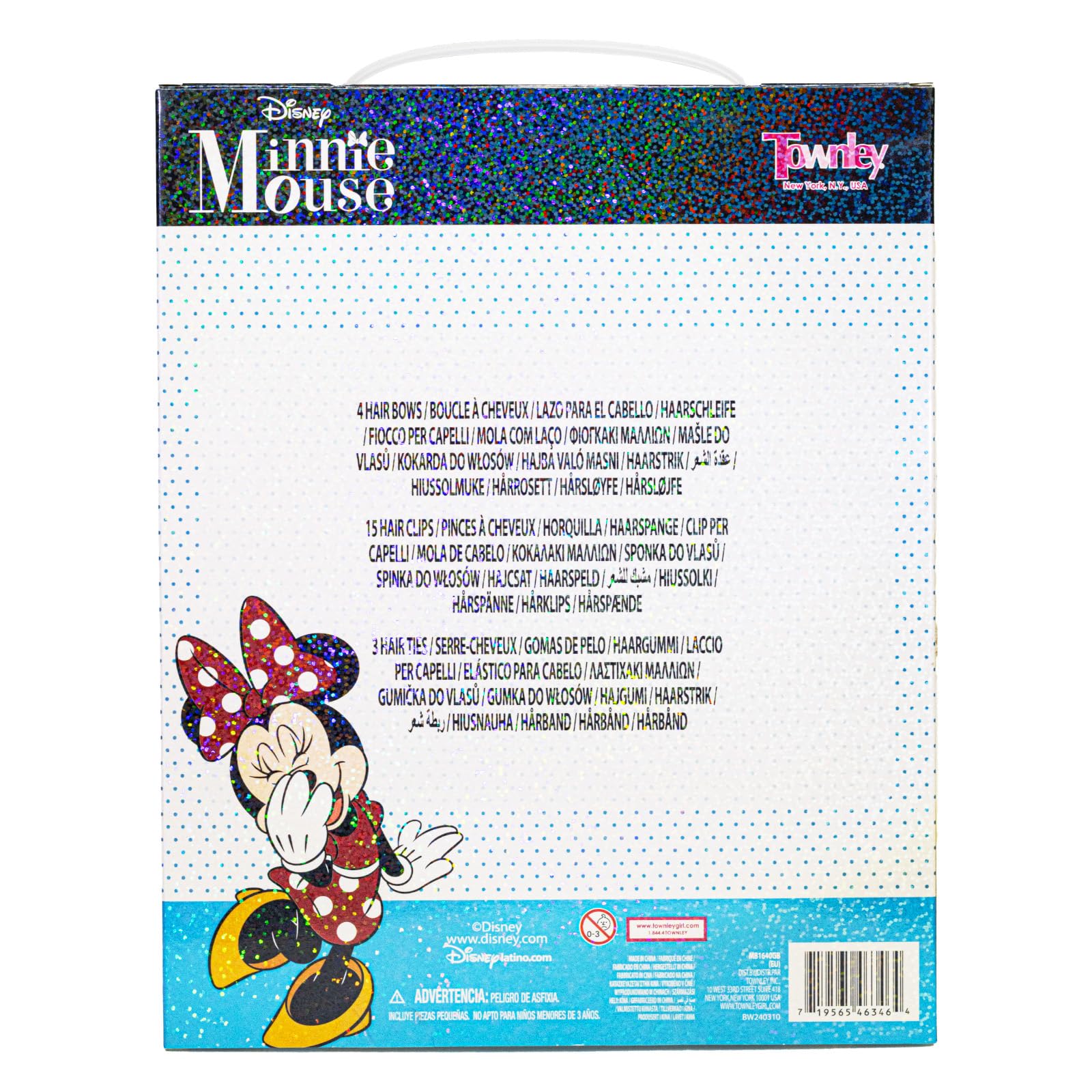 Townley Girl Minnie clips snap con iconos en relieve, prácticos para festividades y actividades creativas.