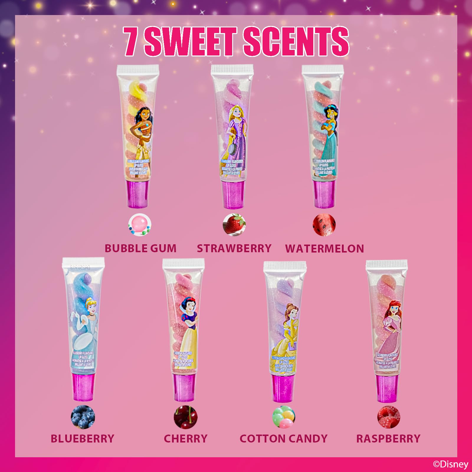 Townley Girl Disney Princess brillos dos tonos chicle: brillo duradero para juegos.