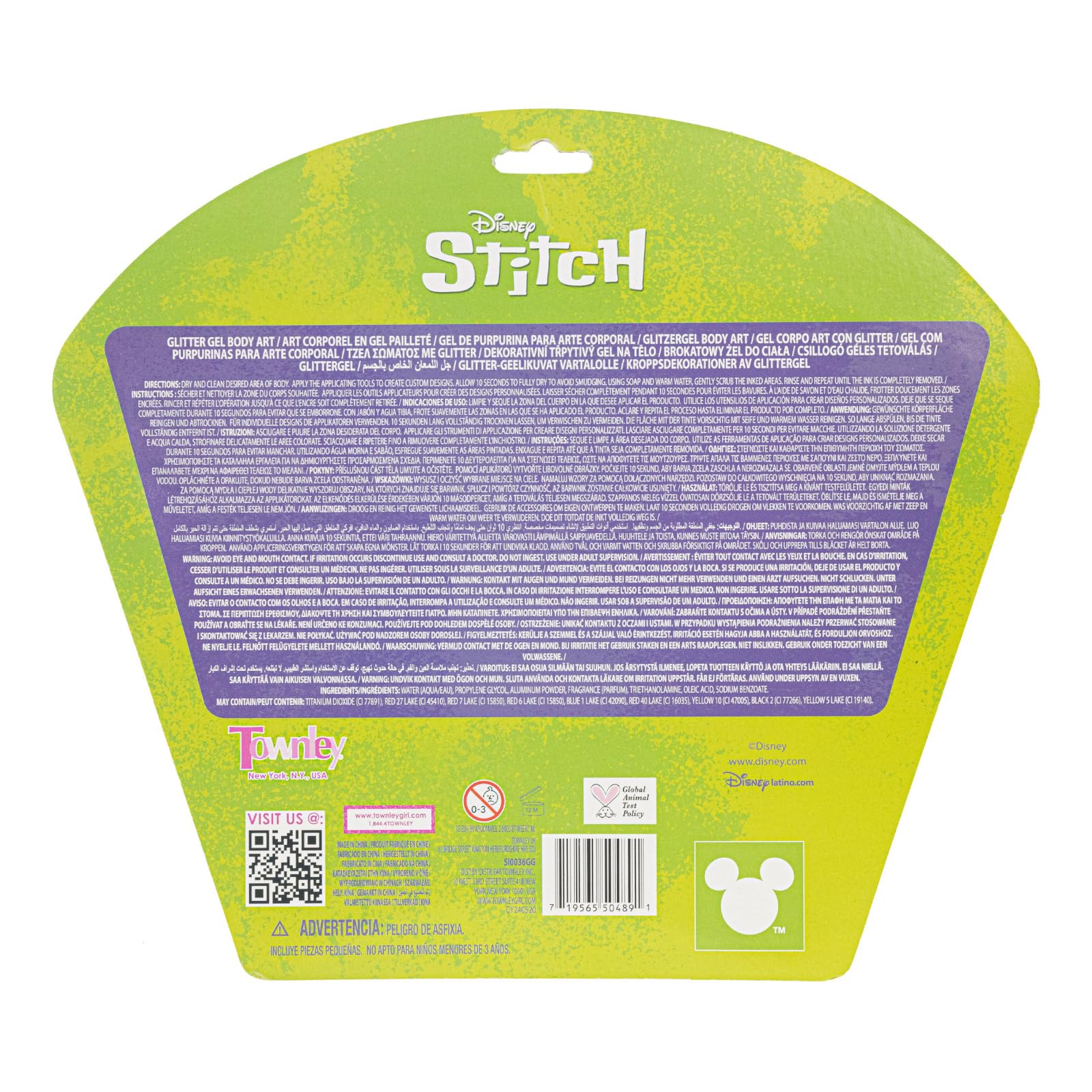 Diseños brillantes de Stitch para decorar piel temporales.