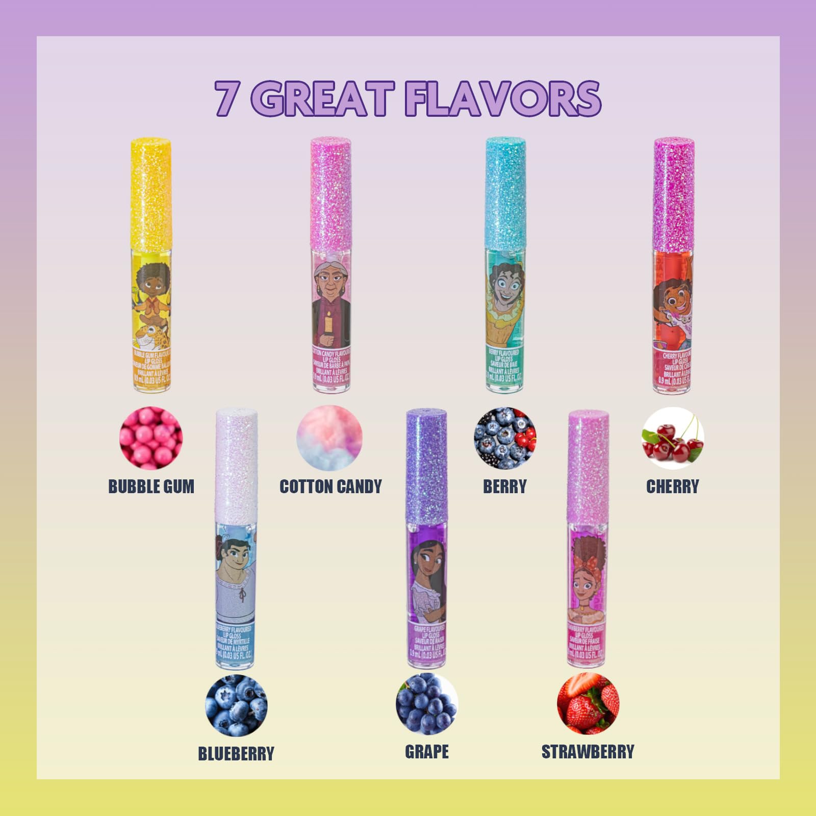 Townley Girl Encanto Brillo Labial Rosa, brillo suave para clase y recreo