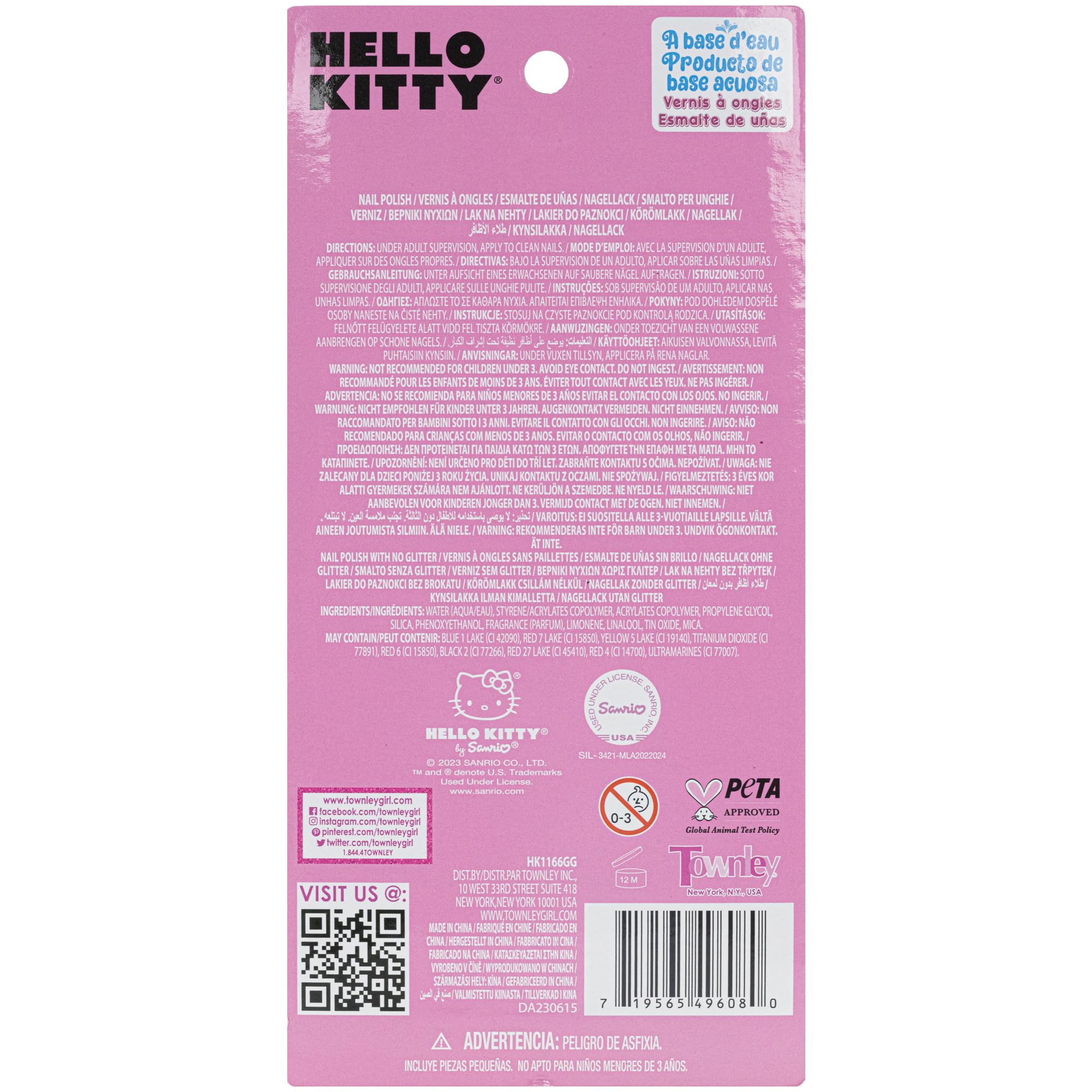 Townley Girl Hello Kitty, azul metalizado, efecto glam para looks rápidos