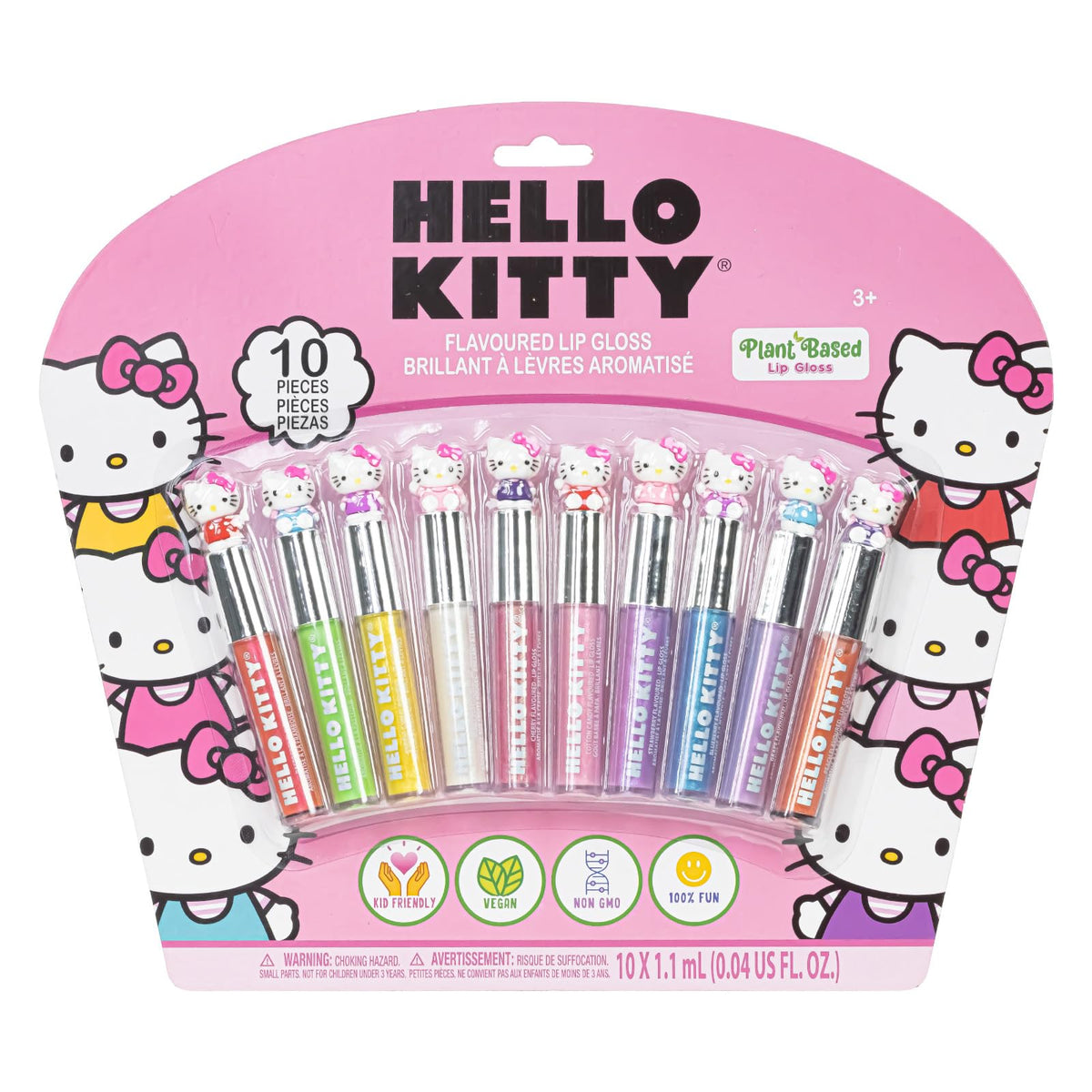 Brillos labiales Hello Kitty de Townley Girl, set de 10 piezas para fiestas y juego imaginativo.