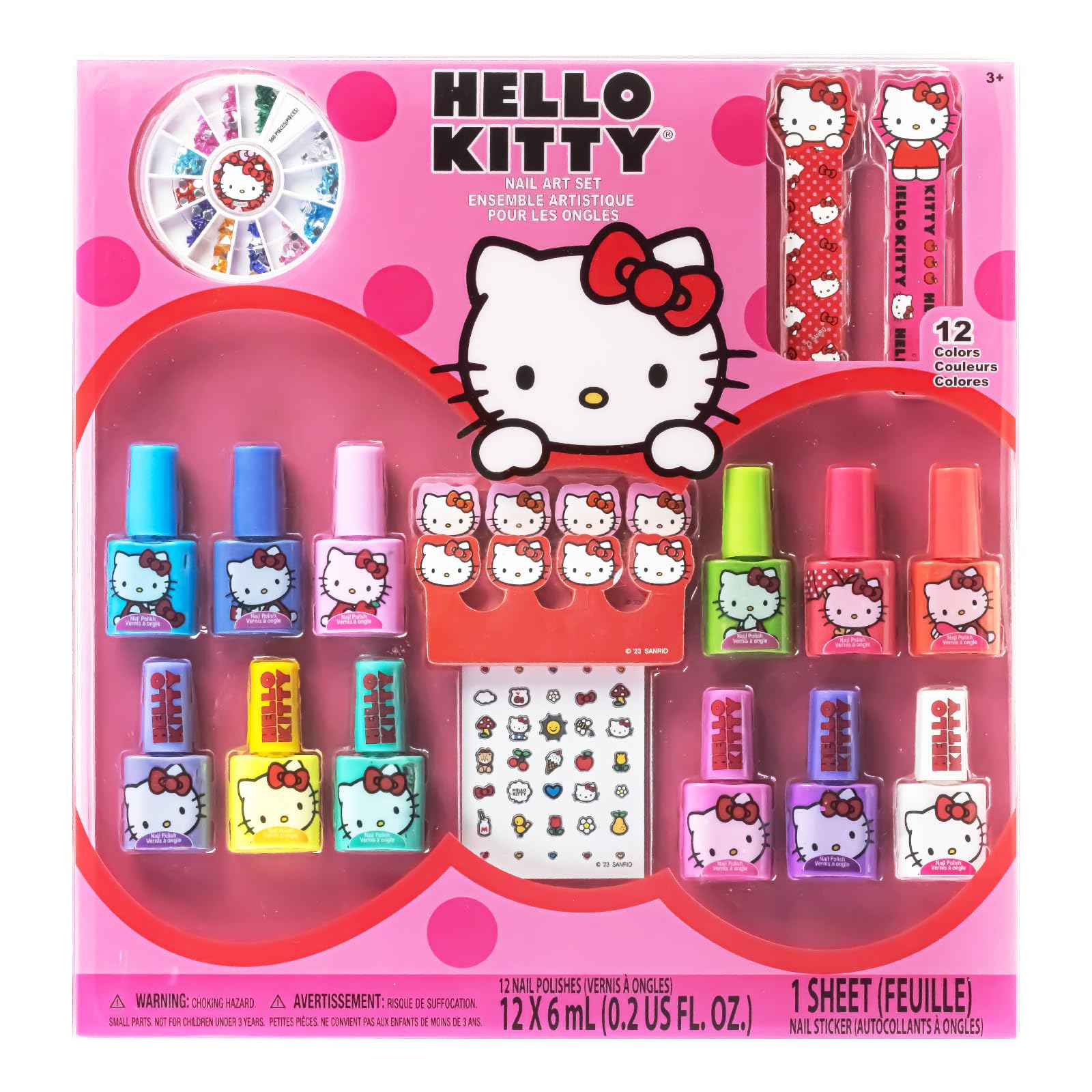 Townley Girl Hello Kitty: set de esmaltes agua con 12 colores brillantes para niñas
