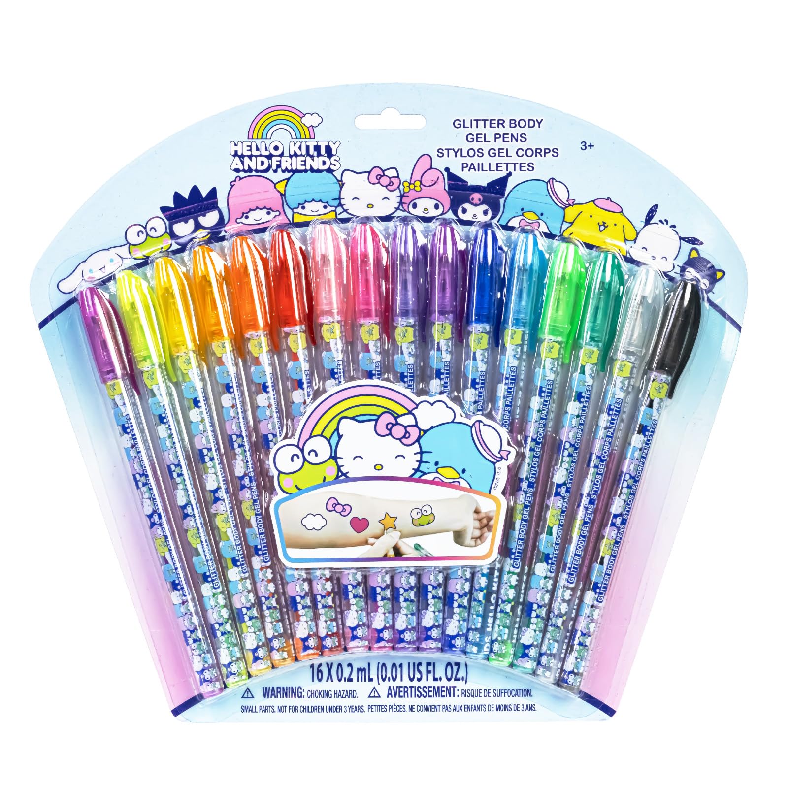 Townley Girl Hello Kitty: set de lapices brillo para cuerpo para arte temporal.