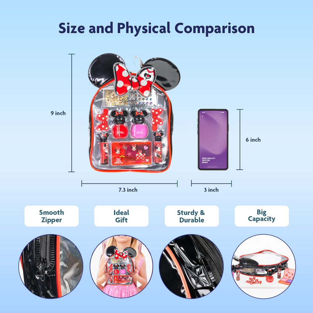 Townley Girl Minnie Mouse bolsa PVC transparente con orejas y lazo