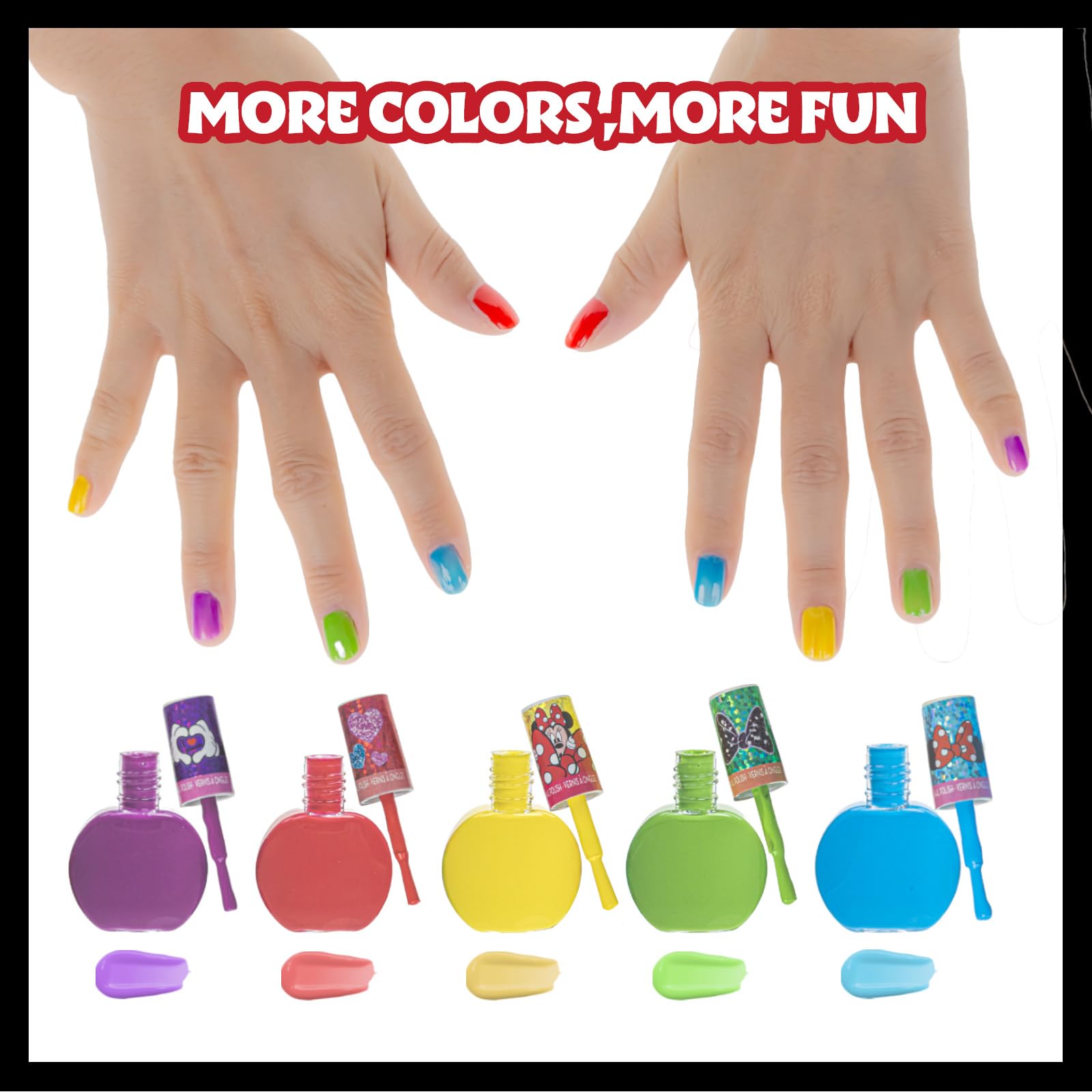 Townley Girl Minnie Mouse, esmaltes con purpurina para brillos en uñas.