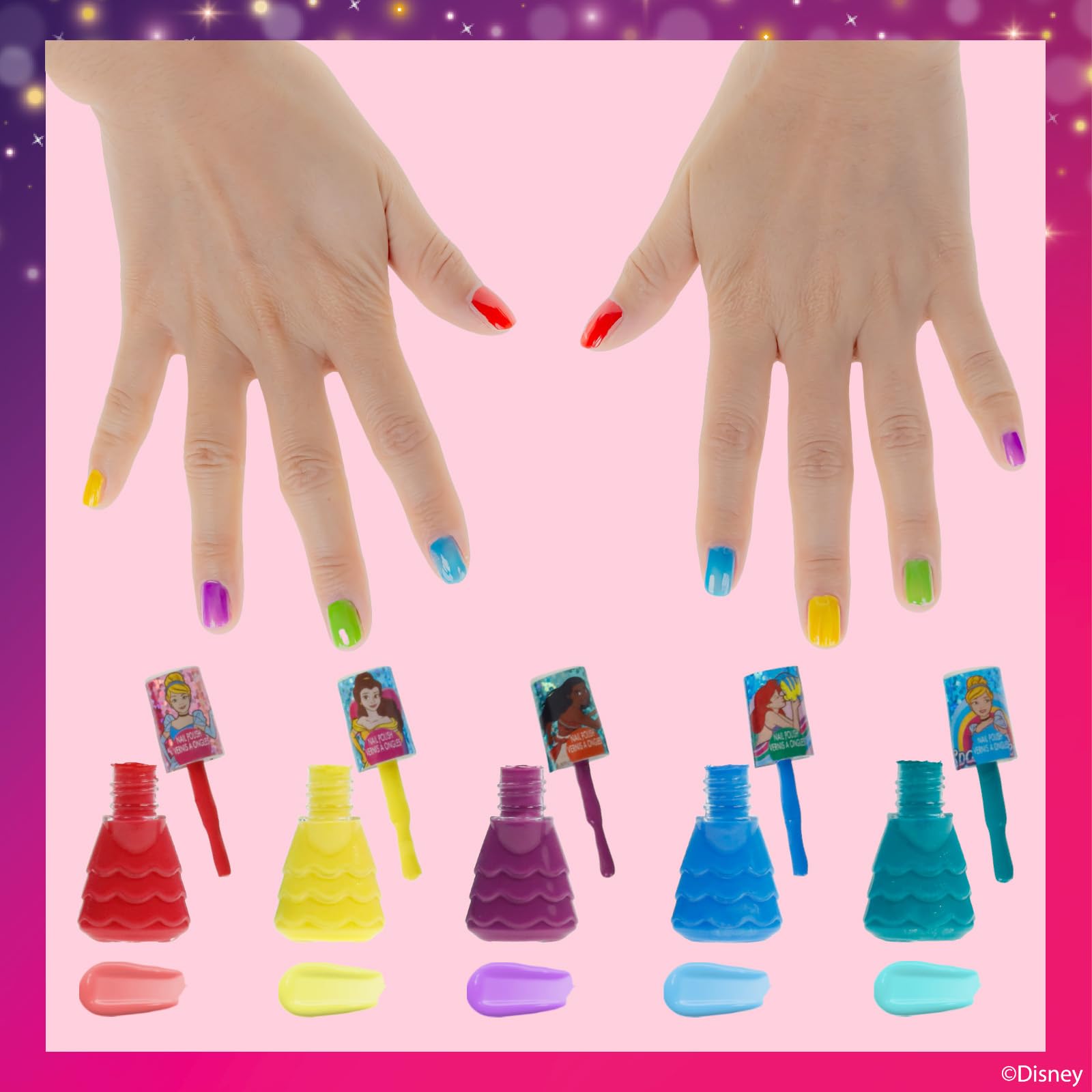 Aplicación fácil con Townley Girl Princesas de Disney, esmalte de secado rápido para niñas pequeñas.
