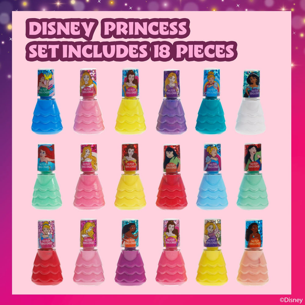 Fórmula a base de agua de Townley Girl Princesas de Disney, esmaltes seguros para uñas infantiles.