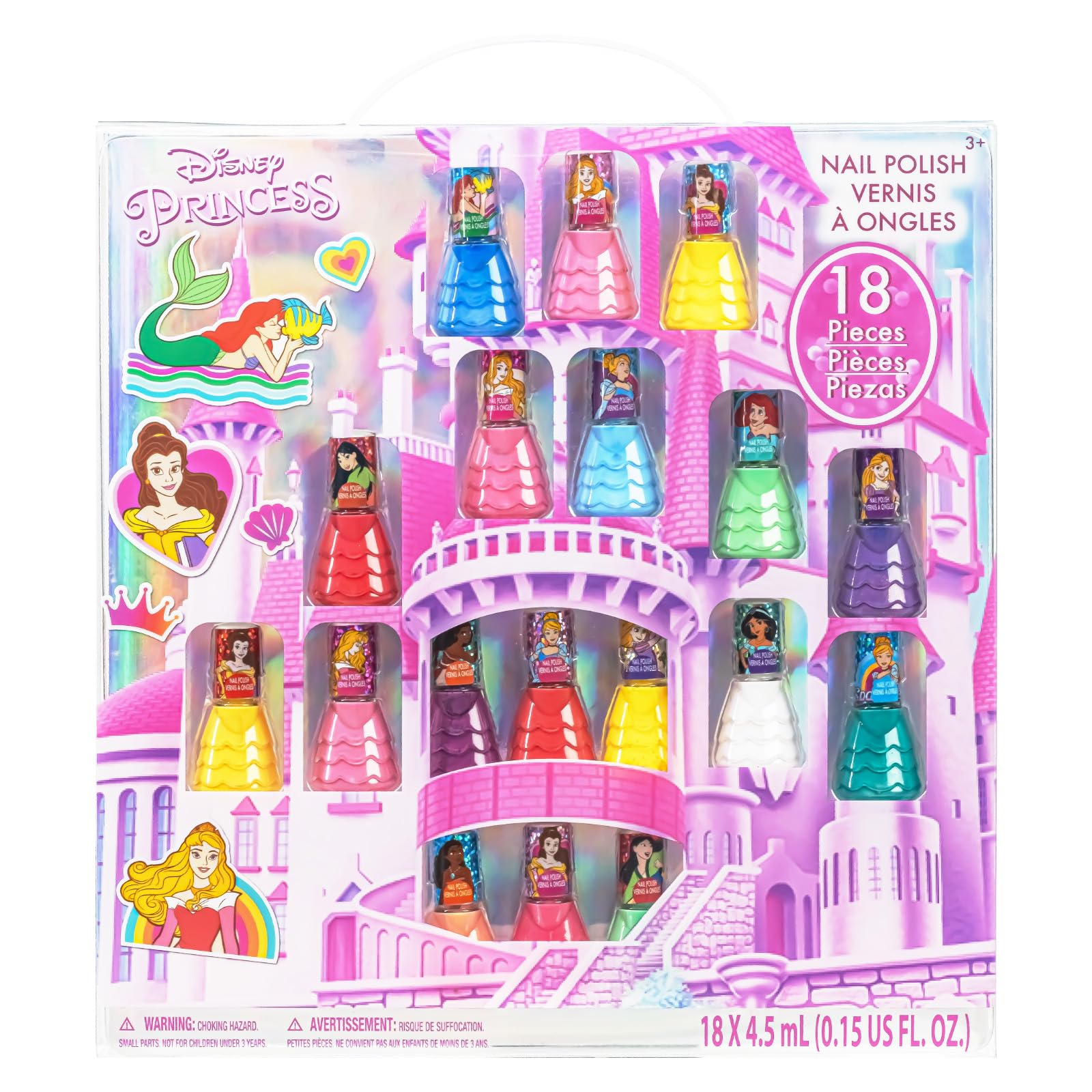 Townley Girl Princesas de Disney, set de esmaltes con tema castillo, ideal para fiestas.