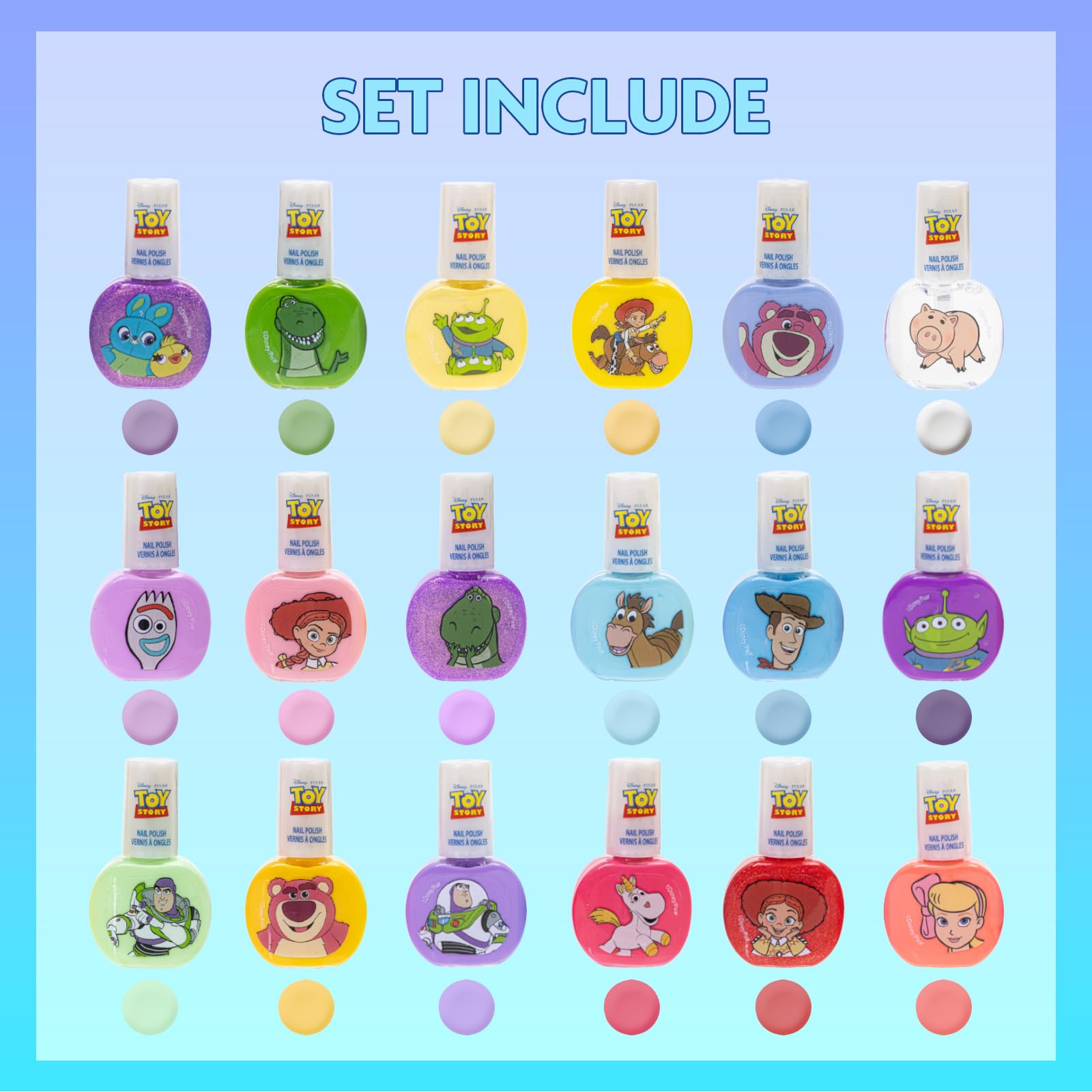 Townley Girl Toy Story: colores opacos y brillantes para manicuras divertidas.
