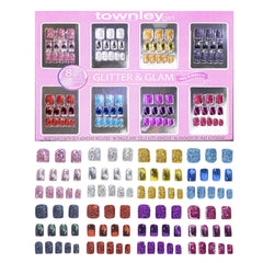 Townley Girl Glitter-Glamup uñas postizas con brillo para fiestas en casa.