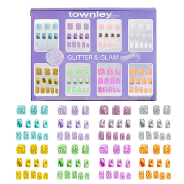 Townley Girl uñas postizas 96 piezas brillos y metalizados para un look rapido