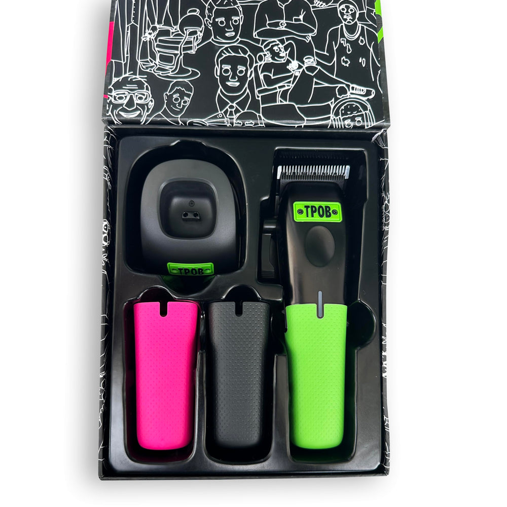 TPOB Play maquinilla, diseño con logos intercambiables para personalización.