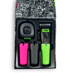 TPOB Play maquinilla, diseño con logos intercambiables para personalización.