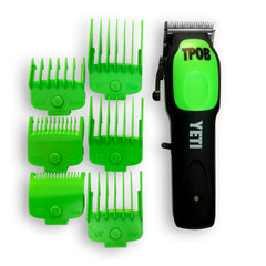 TPOB YETI con guías magnéticas verde lima para cortes uniformes.