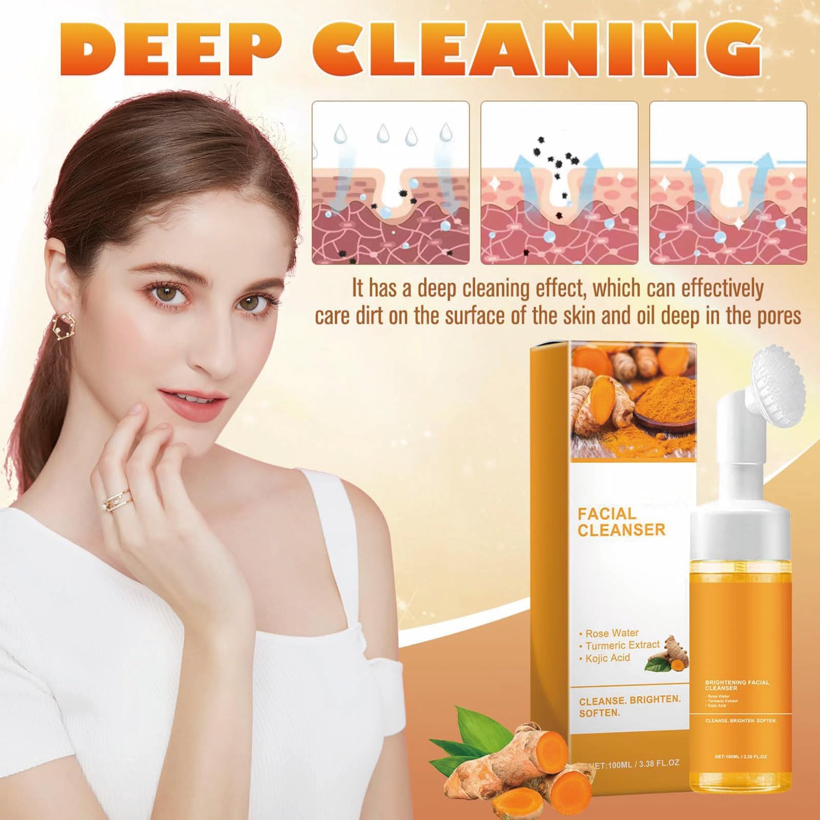 TPTAL jabón curcuma para rostro y cuerpo, limpieza profunda y suave.